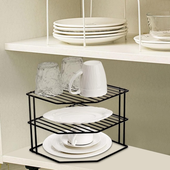 2 Pack Stackable Corner Shelf Stand – Height Adjustable Cabinet Corner Rack - Picture 1 of 7